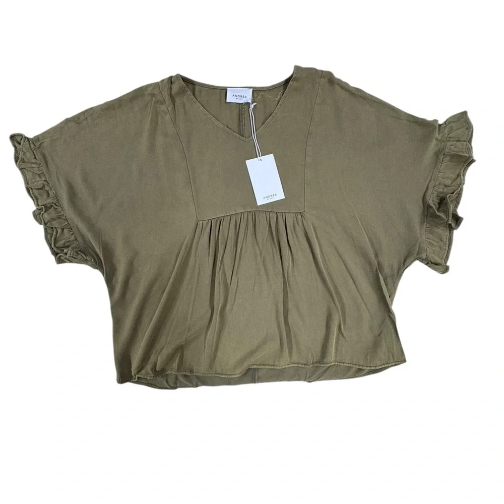 ANDREE BY UNIT Olive Green Women's Blouse - Picture 4 of 7